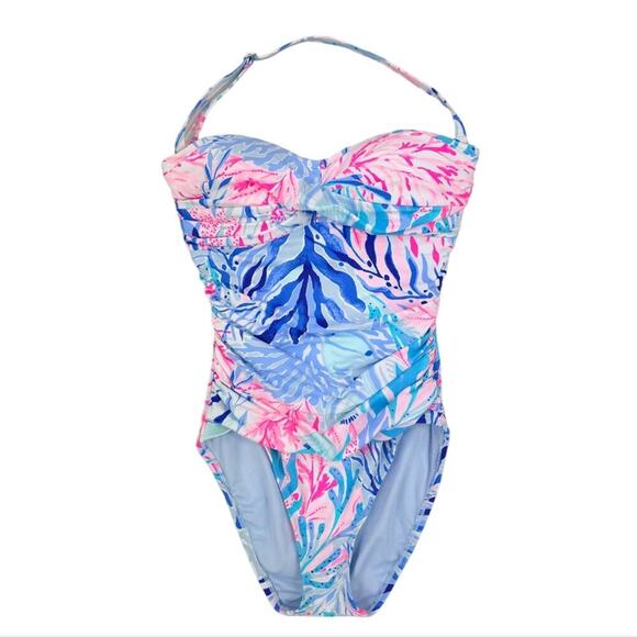 Lilly Pulitzer Flamenco One Piece bathing Suit Periwinkle Purple Fan Sea Pants - Picture 5 of 13